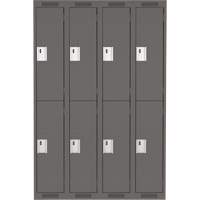 Clean Line Lockers, 2 -tier, Bank of 4, 48" x 18" x 72", Steel, Charcoal, Rivet (Assembled) Waymarc Industries Inc
