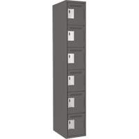Clean Line Lockerette, 6 -tier, 12" x 18" x 72", Steel, Charcoal, Rivet (Assembled) Waymarc Industries Inc