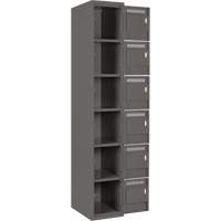 Clean Line Lockerette, 6 -tier, Bank of 3, 36" x 18" x 72", Steel, Charcoal, Rivet (Assembled) Waymarc Industries Inc