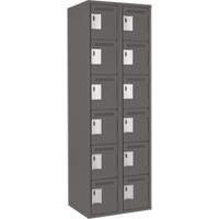 Clean Line Lockerette, 6 -tier, Bank of 2, 24" x 18" x 72", Steel, Charcoal, Rivet (Assembled) Waymarc Industries Inc
