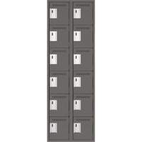 Clean Line Lockerette, 6 -tier, Bank of 2, 24" x 18" x 72", Steel, Charcoal, Rivet (Assembled) Waymarc Industries Inc