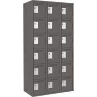 Clean Line Lockerette, 6 -tier, Bank of 3, 36" x 18" x 72", Steel, Charcoal, Rivet (Assembled) Waymarc Industries Inc