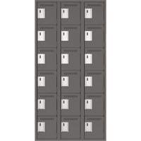 Clean Line Lockerette, 6 -tier, Bank of 3, 36" x 18" x 72", Steel, Charcoal, Rivet (Assembled) Waymarc Industries Inc