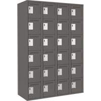 Clean Line Lockerette, 6 -tier, Bank of 4, 48" x 18" x 72", Steel, Charcoal, Rivet (Assembled) Waymarc Industries Inc