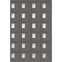Clean Line Lockerette, 6 -tier, Bank of 4, 48" x 18" x 72", Steel, Charcoal, Rivet (Assembled) Waymarc Industries Inc