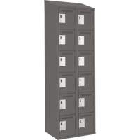 Clean Line Lockerette, 6 -tier, Bank of 2, 24" x 18" x 78", Steel, Charcoal, Rivet (Assembled) Waymarc Industries Inc