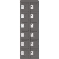 Clean Line Lockerette, 6 -tier, Bank of 2, 24" x 18" x 78", Steel, Charcoal, Rivet (Assembled) Waymarc Industries Inc