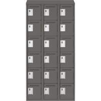 Clean Line Lockerette, 6 -tier, Bank of 3, 36" x 18" x 78", Steel, Charcoal, Rivet (Assembled) Waymarc Industries Inc