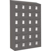 Clean Line Lockerette, 6 -tier, Bank of 4, 48" x 18" x 78", Steel, Charcoal, Rivet (Assembled) Waymarc Industries Inc
