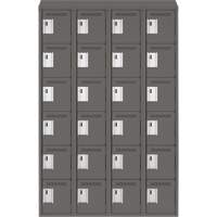 Clean Line Lockerette, 6 -tier, Bank of 4, 48" x 18" x 78", Steel, Charcoal, Rivet (Assembled) Waymarc Industries Inc