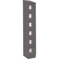 Clean Line Lockerette, 6 -tier, 12" x 18" x 82", Steel, Charcoal, Rivet (Assembled) Waymarc Industries Inc
