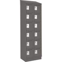 Clean Line Lockerette, 6 -tier, Bank of 2, 24" x 18" x 82", Steel, Charcoal, Rivet (Assembled) Waymarc Industries Inc