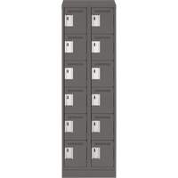 Clean Line Lockerette, 6 -tier, Bank of 2, 24" x 18" x 82", Steel, Charcoal, Rivet (Assembled) Waymarc Industries Inc