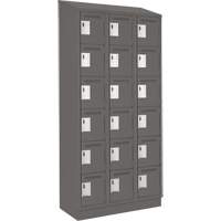 Clean Line Lockerette, 6 -tier, Bank of 3, 36" x 18" x 82", Steel, Charcoal, Rivet (Assembled) Waymarc Industries Inc