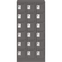 Clean Line Lockerette, 6 -tier, Bank of 3, 36" x 18" x 82", Steel, Charcoal, Rivet (Assembled) Waymarc Industries Inc