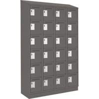 Clean Line Lockerette, 6 -tier, Bank of 4, 48" x 18" x 82", Steel, Charcoal, Rivet (Assembled) Waymarc Industries Inc