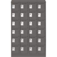Clean Line Lockerette, 6 -tier, Bank of 4, 48" x 18" x 82", Steel, Charcoal, Rivet (Assembled) Waymarc Industries Inc