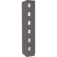 Clean Line Lockerette, 6 -tier, 12" x 18" x 76", Steel, Charcoal, Rivet (Assembled) Waymarc Industries Inc