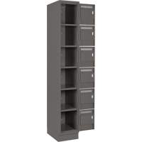 Clean Line Lockerette, 6 -tier, Bank of 4, 48" x 18" x 76", Steel, Charcoal, Rivet (Assembled) Waymarc Industries Inc