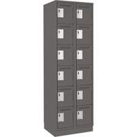 Clean Line Lockerette, 6 -tier, Bank of 2, 24" x 18" x 76", Steel, Charcoal, Rivet (Assembled) Waymarc Industries Inc