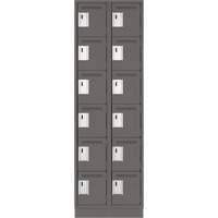 Clean Line Lockerette, 6 -tier, Bank of 2, 24" x 18" x 76", Steel, Charcoal, Rivet (Assembled) Waymarc Industries Inc