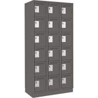 Clean Line Lockerette, 6 -tier, Bank of 3, 36" x 18" x 76", Steel, Charcoal, Rivet (Assembled) Waymarc Industries Inc