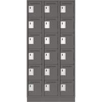 Clean Line Lockerette, 6 -tier, Bank of 3, 36" x 18" x 76", Steel, Charcoal, Rivet (Assembled) Waymarc Industries Inc