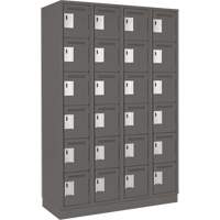 Clean Line Lockerette, 6 -tier, Bank of 4, 48" x 18" x 76", Steel, Charcoal, Rivet (Assembled) Waymarc Industries Inc