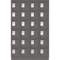Clean Line Lockerette, 6 -tier, Bank of 4, 48" x 18" x 76", Steel, Charcoal, Rivet (Assembled) Waymarc Industries Inc