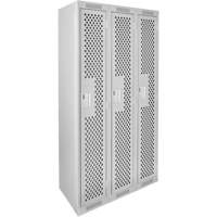 Clean Line Lockers, Bank of 3, 36" x 12" x 72", Steel, Grey, Rivet (Assembled), Perforated Waymarc Industries Inc
