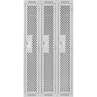 Clean Line Lockers, Bank of 3, 36" x 12" x 72", Steel, Grey, Rivet (Assembled), Perforated Waymarc Industries Inc
