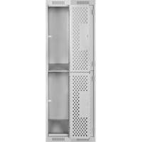 Casiers Clean Line, 2 niveaux, Bloc de 2, 24" x 15" x 72", Acier, Gris, Rivet (assembl&eacute;), Perfor&eacute; Waymarc Industries Inc