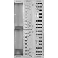 Clean Line Lockers, 2 -tier, Bank of 3, 36" x 12" x 72", Steel, Grey, Rivet (Assembled), Perforated Waymarc Industries Inc