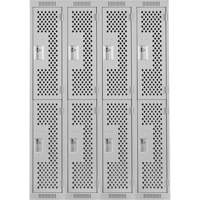Casiers Clean Line, 2 niveaux, Bloc de 4, 48" x 15" x 72", Acier, Gris, Rivet (assembl&eacute;), Perfor&eacute; Waymarc Industries Inc