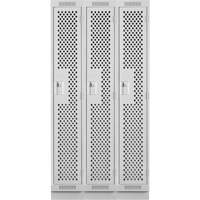 Clean Line Lockers, Bank of 3, 36" x 18" x 76", Steel, Grey, Rivet (Assembled), Perforated Waymarc Industries Inc