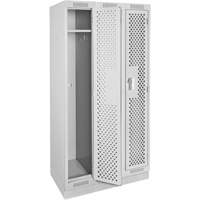 Clean Line Lockers, Bank of 3, 36" x 18" x 76", Steel, Grey, Rivet (Assembled), Perforated Waymarc Industries Inc