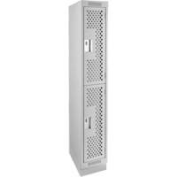 Clean Line Lockers, 2 -tier, 12" x 18" x 76", Steel, Grey, Rivet (Assembled), Perforated Waymarc Industries Inc