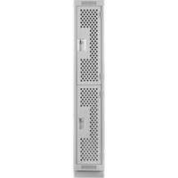 Clean Line Lockers, 2 -tier, 12" x 18" x 76", Steel, Grey, Rivet (Assembled), Perforated Waymarc Industries Inc