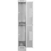 Clean Line Lockers, 2 -tier, 12" x 18" x 76", Steel, Grey, Rivet (Assembled), Perforated Waymarc Industries Inc
