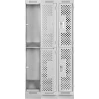Clean Line Lockers, 2 -tier, Bank of 3, 36" x 15" x 76", Steel, Grey, Rivet (Assembled), Perforated Waymarc Industries Inc