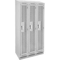 Clean Line Lockers, Bank of 3, 36" x 12" x 82", Steel, Grey, Rivet (Assembled), Perforated Waymarc Industries Inc