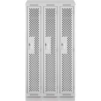 Clean Line Lockers, Bank of 3, 36" x 12" x 82", Steel, Grey, Rivet (Assembled), Perforated Waymarc Industries Inc
