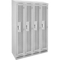 Clean Line Lockers, Bank of 4, 48" x 12" x 82", Steel, Grey, Rivet (Assembled), Perforated Waymarc Industries Inc