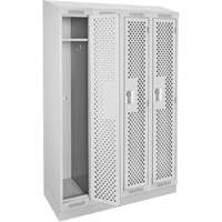 Clean Line Lockers, Bank of 4, 48" x 12" x 82", Steel, Grey, Rivet (Assembled), Perforated Waymarc Industries Inc