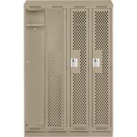 Clean Line Lockers, Bank of 4, 48" x 12" x 82", Steel, Grey, Rivet (Assembled), Perforated Waymarc Industries Inc