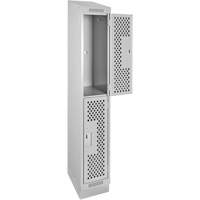 Casiers Clean Line, 2 niveaux, 12" x 12" x 82", Acier, Gris, Rivet (assembl&eacute;), Perfor&eacute; Waymarc Industries Inc