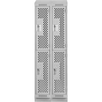 Clean Line Lockers, 2 -tier, Bank of 2, 24" x 18" x 82", Steel, Grey, Rivet (Assembled), Perforated Waymarc Industries Inc