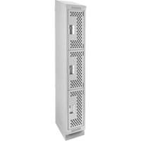 Clean Line Lockers, 3 -tier, 12" x 12" x 82", Steel, Grey, Rivet (Assembled), Perforated Waymarc Industries Inc