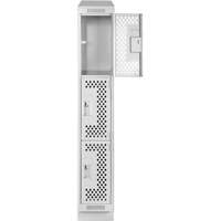 Clean Line Lockers, 3 -tier, 12" x 12" x 82", Steel, Grey, Rivet (Assembled), Perforated Waymarc Industries Inc