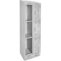 Clean Line Lockers, 3 -tier, Bank of 2, 24" x 12" x 82", Steel, Grey, Rivet (Assembled), Perforated Waymarc Industries Inc
